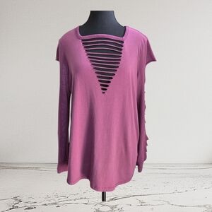 Torrid Purple Pink Cutout Long Sleeve Blouse Size 00